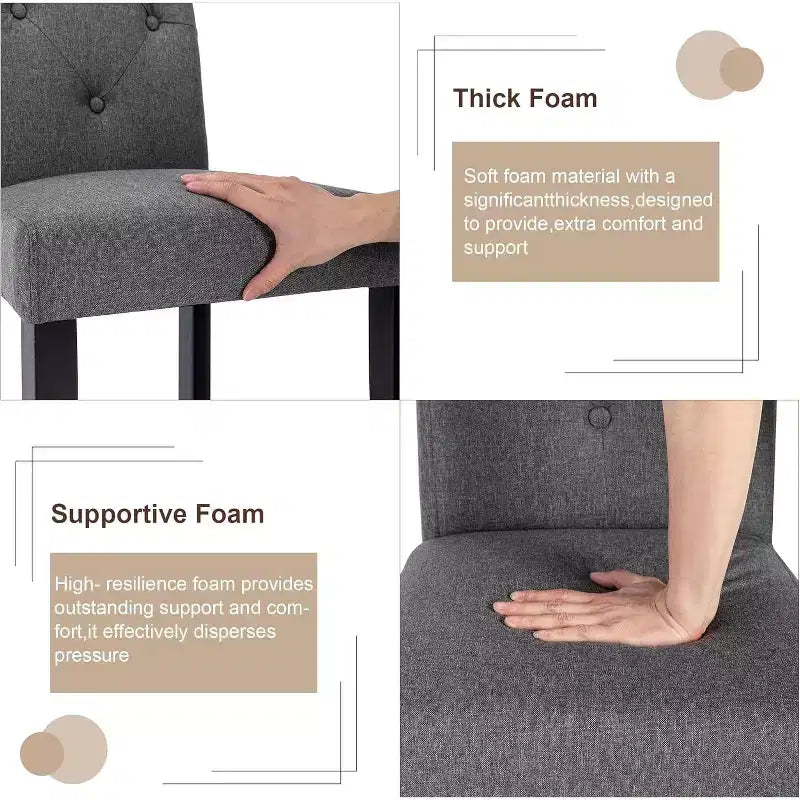 VECELO Upholstered Dining Chairs Set of 2/4/6 Modern Fabric/PU Leather Kitchen Chairs High Back Modern Dining Chairs Brown/Beige/Green