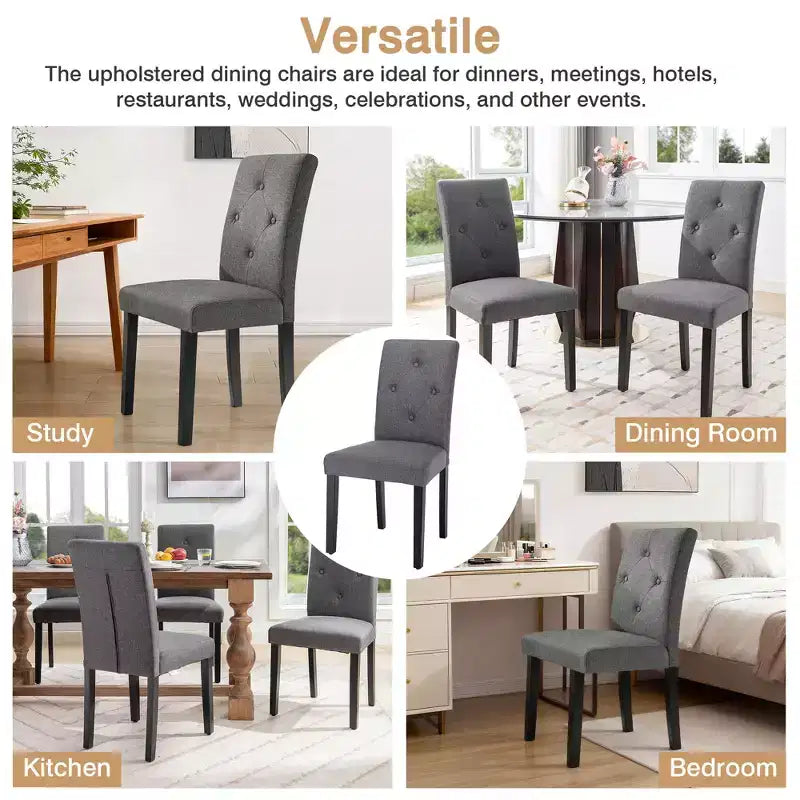 VECELO Upholstered Dining Chairs Set of 2/4/6 Modern Fabric/PU Leather Kitchen Chairs High Back Modern Dining Chairs Brown/Beige/Green