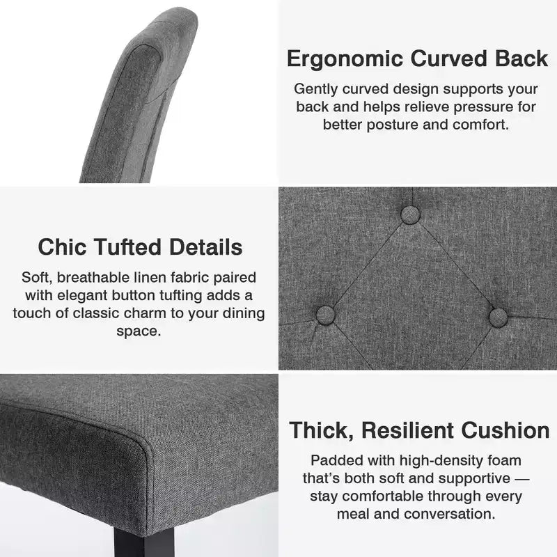 VECELO Upholstered Dining Chairs Set of 2/4/6 Modern Fabric/PU Leather Kitchen Chairs High Back Modern Dining Chairs Brown/Beige/Green