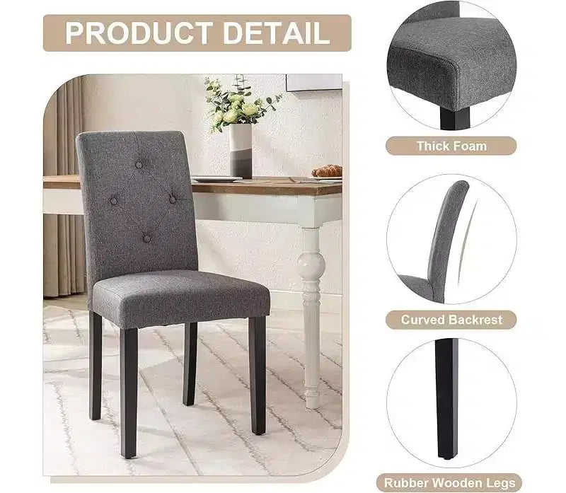 VECELO Upholstered Dining Chairs Set of 2/4/6 Modern Fabric/PU Leather Kitchen Chairs High Back Modern Dining Chairs Brown/Beige/Green