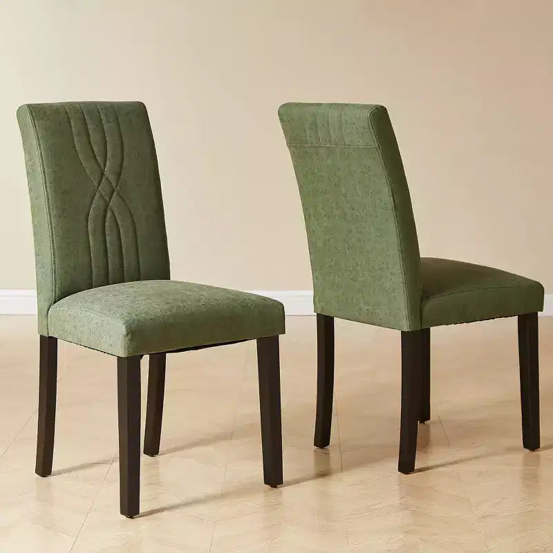 VECELO Upholstered Dining Chairs Set of 2/4/6 Modern Fabric/PU Leather Kitchen Chairs High Back Modern Dining Chairs Brown/Beige/Green