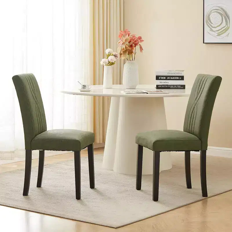 VECELO Upholstered Dining Chairs Set of 2/4/6 Modern Fabric/PU Leather Kitchen Chairs High Back Modern Dining Chairs Brown/Beige/Green