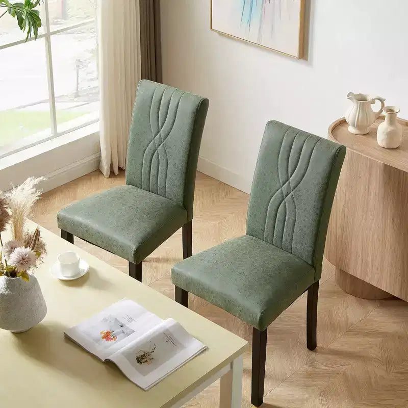 VECELO Upholstered Dining Chairs Set of 2/4/6 Modern Fabric/PU Leather Kitchen Chairs High Back Modern Dining Chairs Brown/Beige/Green