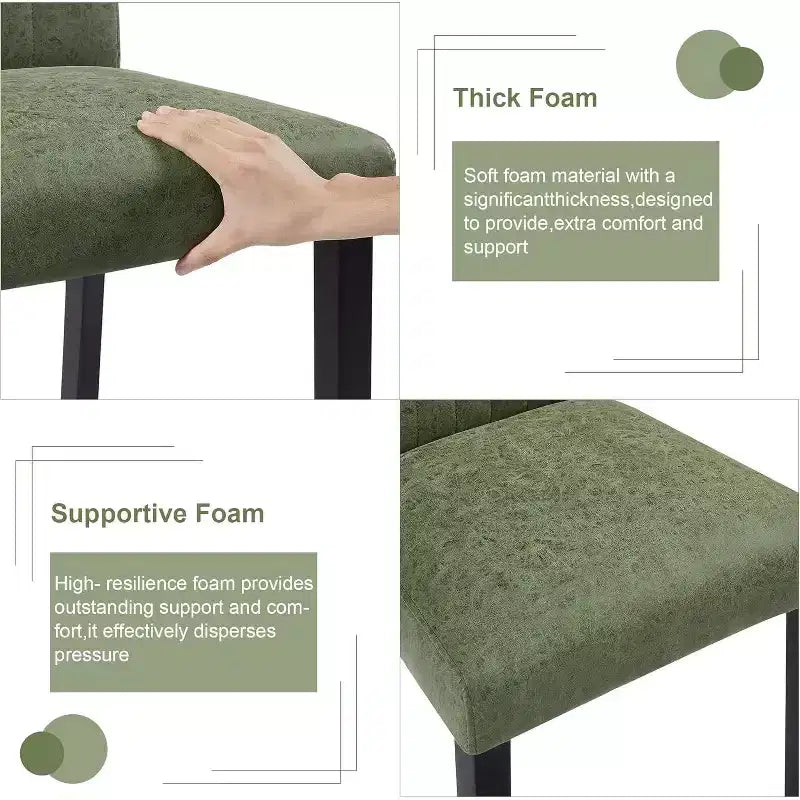 VECELO Upholstered Dining Chairs Set of 2/4/6 Modern Fabric/PU Leather Kitchen Chairs High Back Modern Dining Chairs Brown/Beige/Green