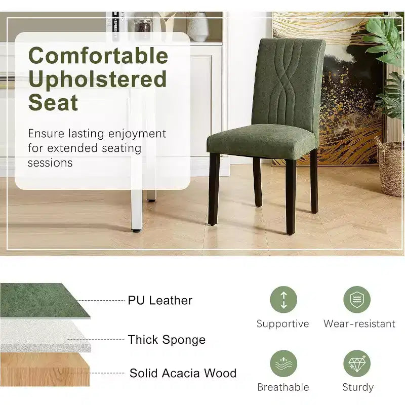 VECELO Upholstered Dining Chairs Set of 2/4/6 Modern Fabric/PU Leather Kitchen Chairs High Back Modern Dining Chairs Brown/Beige/Green