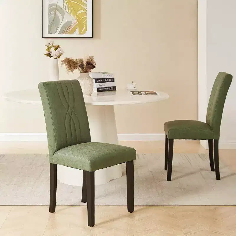 VECELO Upholstered Dining Chairs Set of 2/4/6 Modern Fabric/PU Leather Kitchen Chairs High Back Modern Dining Chairs Brown/Beige/Green