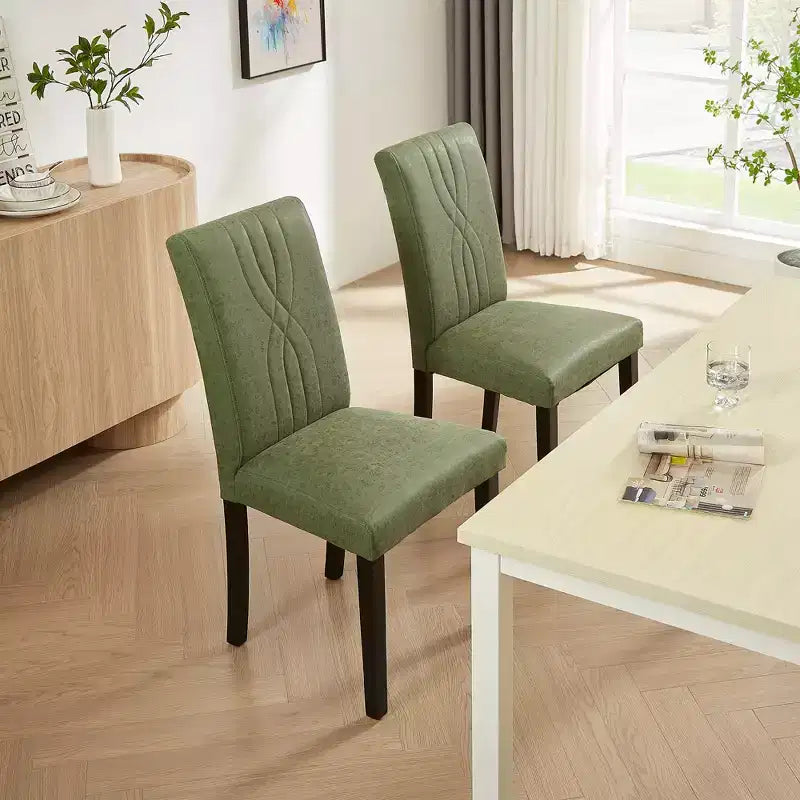 VECELO Upholstered Dining Chairs Set of 2/4/6 Modern Fabric/PU Leather Kitchen Chairs High Back Modern Dining Chairs Brown/Beige/Green