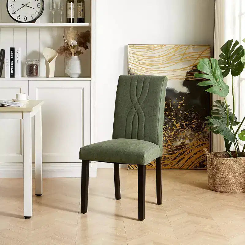 VECELO Upholstered Dining Chairs Set of 2/4/6 Modern Fabric/PU Leather Kitchen Chairs High Back Modern Dining Chairs Brown/Beige/Green
