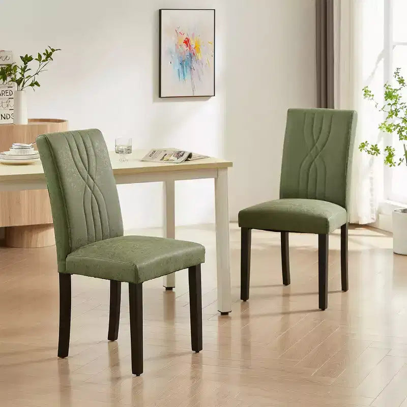 VECELO Upholstered Dining Chairs Set of 2/4/6 Modern Fabric/PU Leather Kitchen Chairs High Back Modern Dining Chairs Brown/Beige/Green