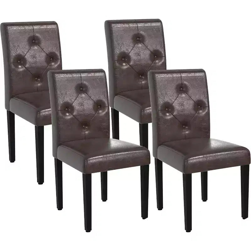 VECELO Upholstered Dining Chairs Set of 2/4/6 Modern Fabric/PU Leather Kitchen Chairs High Back Modern Dining Chairs Brown/Beige/Green