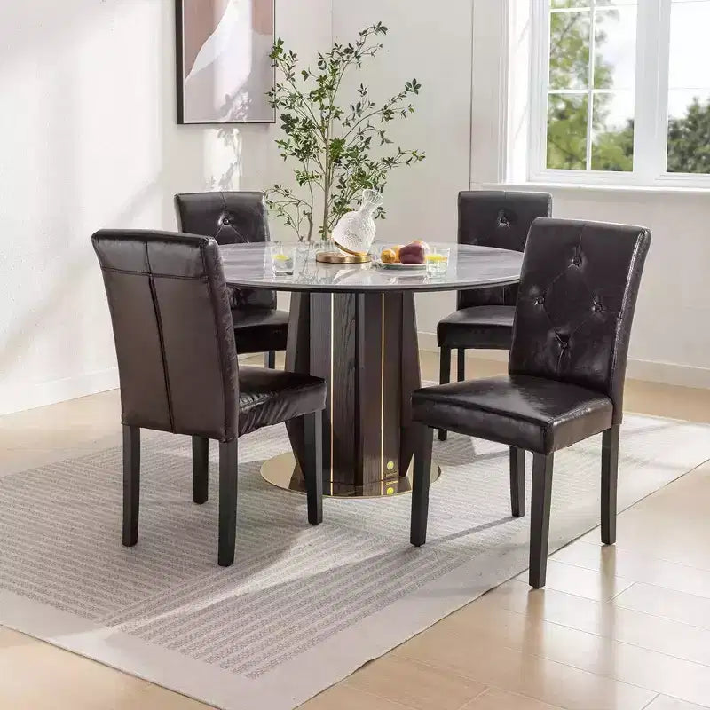 VECELO Upholstered Dining Chairs Set of 2/4/6 Modern Fabric/PU Leather Kitchen Chairs High Back Modern Dining Chairs Brown/Beige/Green
