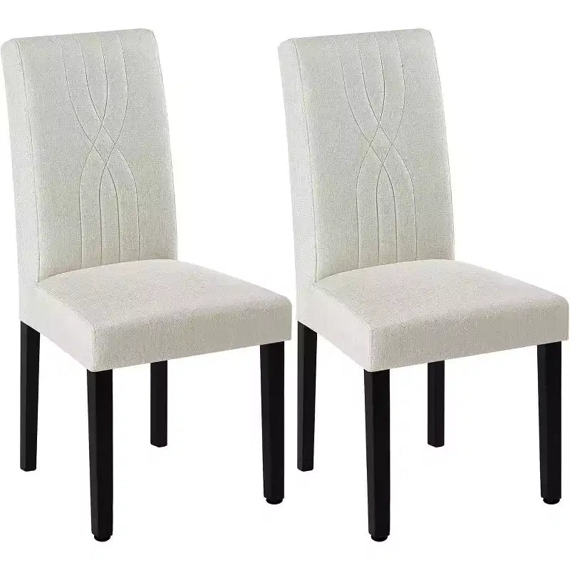 VECELO Upholstered Dining Chairs Set of 2/4/6 Modern Fabric/PU Leather Kitchen Chairs High Back Modern Dining Chairs Brown/Beige/Green