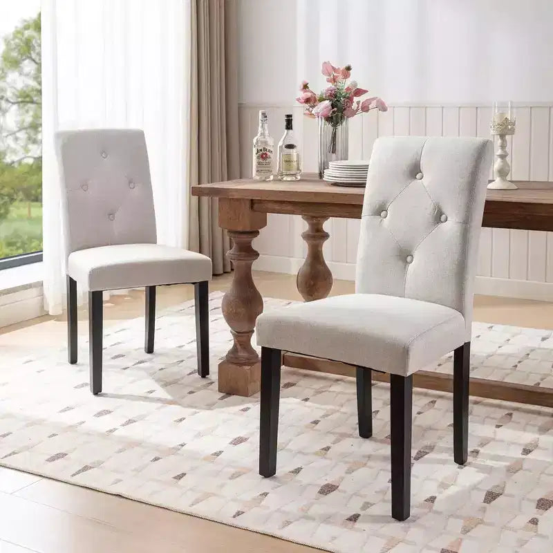 VECELO Upholstered Dining Chairs Set of 2/4/6 Modern Fabric/PU Leather Kitchen Chairs High Back Modern Dining Chairs Brown/Beige/Green