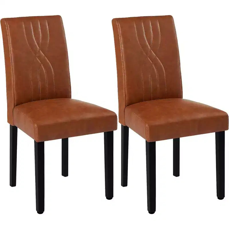 VECELO Upholstered Dining Chairs Set of 2/4/6 Modern Fabric/PU Leather Kitchen Chairs High Back Modern Dining Chairs Brown/Beige/Green