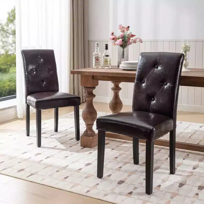 VECELO Upholstered Dining Chairs Set of 2/4/6 Modern Fabric/PU Leather Kitchen Chairs High Back Modern Dining Chairs Brown/Beige/Green