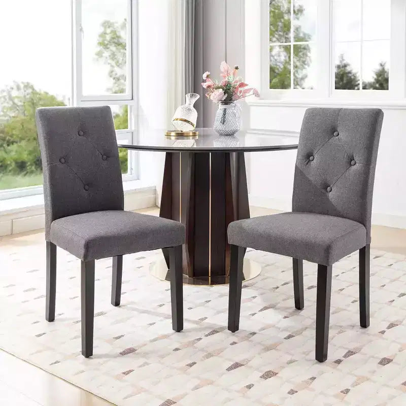 VECELO Upholstered Dining Chairs Set of 2/4/6 Modern Fabric/PU Leather Kitchen Chairs High Back Modern Dining Chairs Brown/Beige/Green