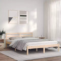 vidaXL Bed Frame Natural 76.97 x 56.10 x 27.36 in Solid Pine Wood