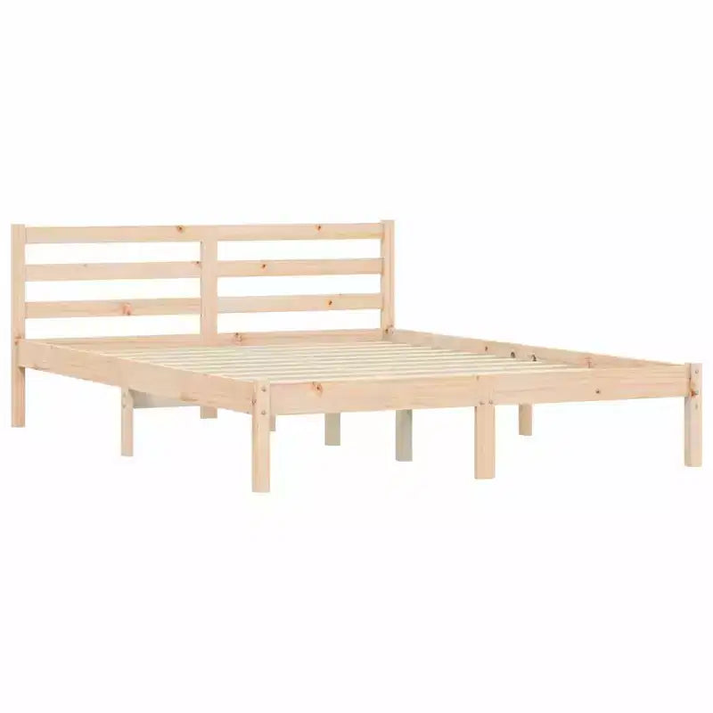 vidaXL Bed Frame Natural 76.97 x 56.10 x 27.36 in Solid Pine Wood
