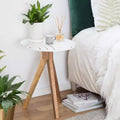 Amari Round Side Table with Brass Inlay Top White - Adore Decor: Marble Look, Tripod Base, No Assembly Required