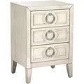 Coast to Coast Accents Reeds Farmhouse Rustic Wood Rectangular Accent Table 19 x 15 3/4 with 3-Drawer White for Living Room Bedroom Bedside Entryway