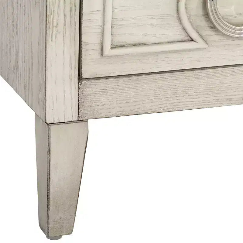 Coast to Coast Accents Reeds Farmhouse Rustic Wood Rectangular Accent Table 19 x 15 3/4 with 3-Drawer White for Living Room Bedroom Bedside Entryway